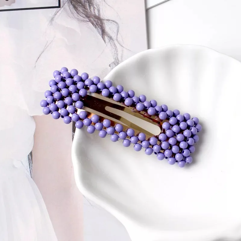 New Women's Hair Clip Women's Colorful Beads Hair pins Korean Design Snap Barrette Stick Hairpin Hair Styling Accessories