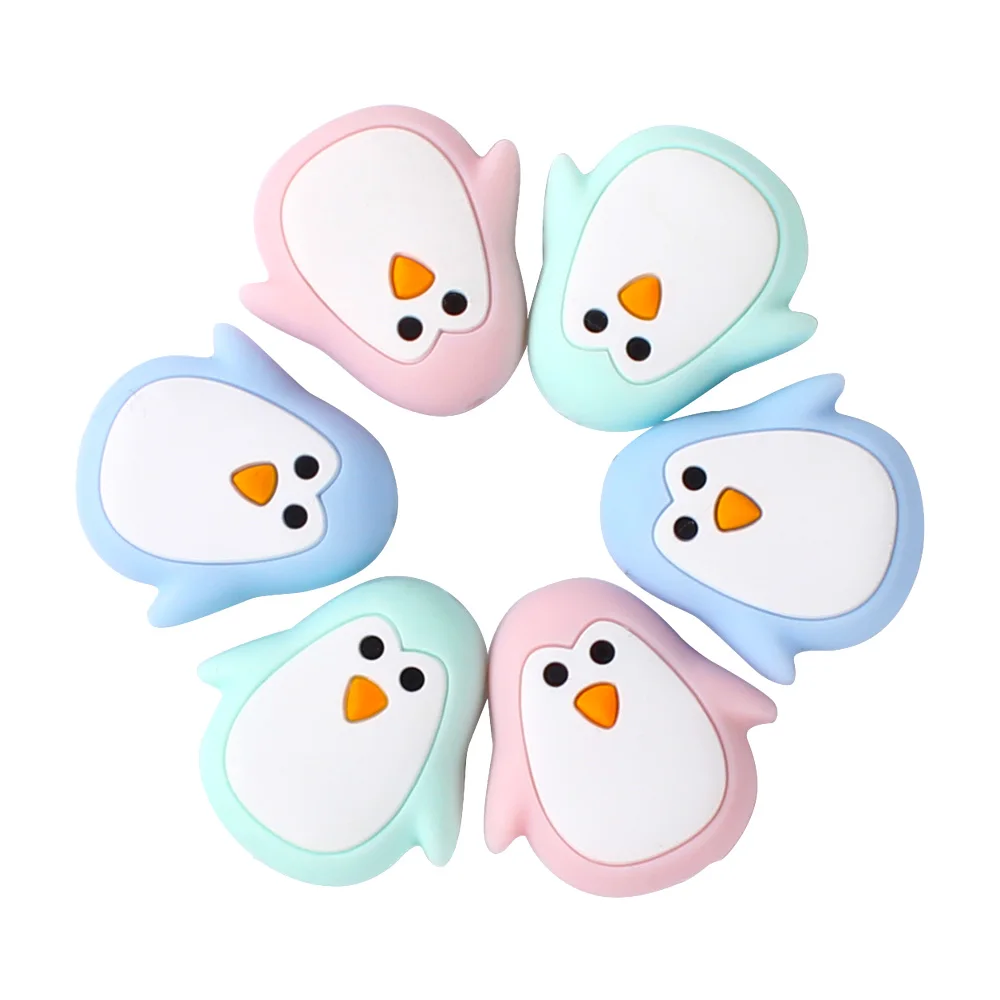 

26mm 400pcs Silicone Beads Mini Penguin Silicone Teething Beads Accessories silicone rodent Making Necklace Pendant Baby Product