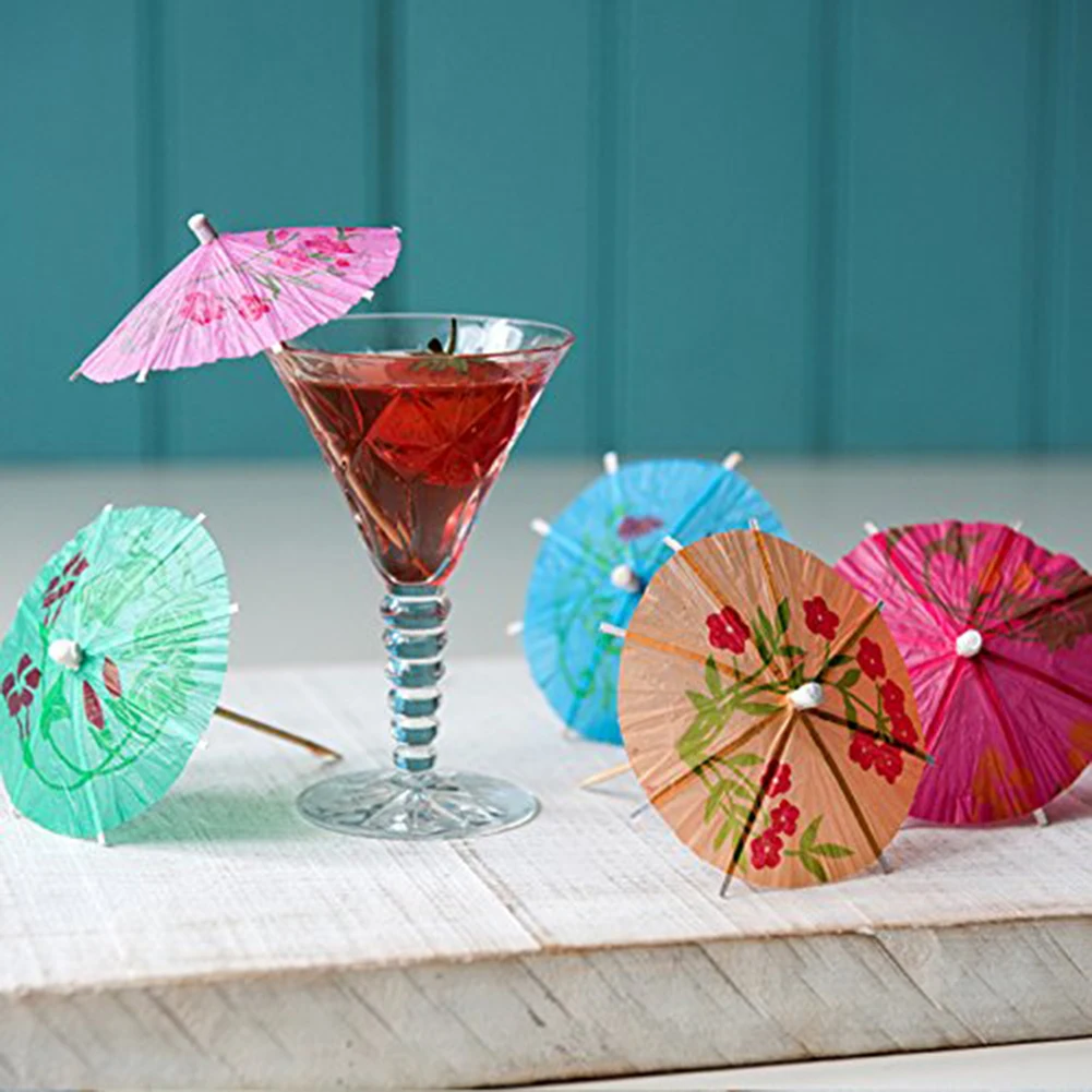 Liplasting 50pcs/lot Creative Mini Paper Umbrellas Toothpick Cocktail