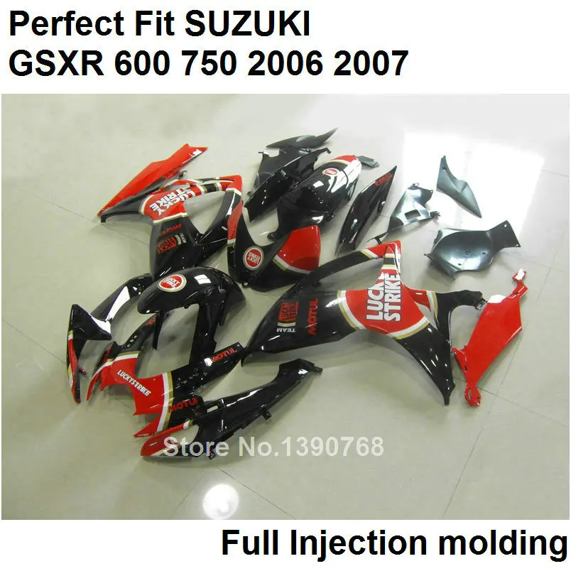 

Motorcycle fairing kit for Suzuki injection GSXR600 k7 06 07 red black fairings set GSXR750 2006 2007 VN113