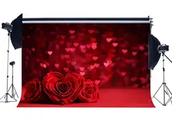 День Святого Валентина фон красные розы цветы сладкие сердца блики яркий блеск блёстки размыто Романтический Обои