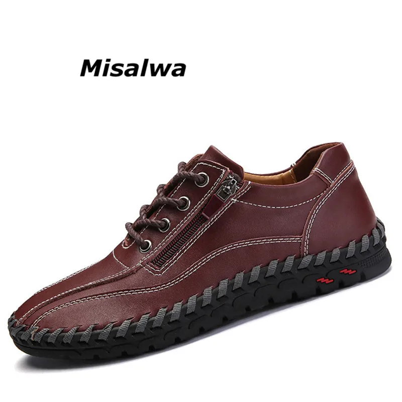 

Misalwa New Roman Trend Style Mens Loafers 2018 Brand New Spring Genuine Leather Zipper Casual Men Shoes Designers Moccasins Big