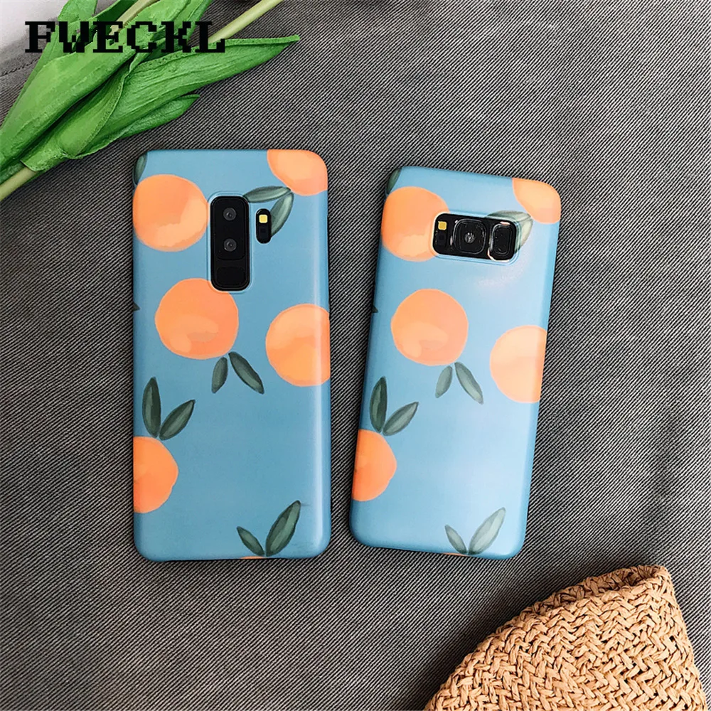 

Cartoon Summer Fruit Orange Phone Case For Samsung Galaxy S8 Plus S9 Plus Note 8 S7 Edge Retro Soft IMD Silicon Back Cover Coque