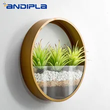 Скандинавские современные креативные Круглые Железные художественные Стеклянные Настенные вазы для гостиной, магазина, Висячие цветочные горшки, суккулентные настенные кашпо, бонсай, горшок, Новинка