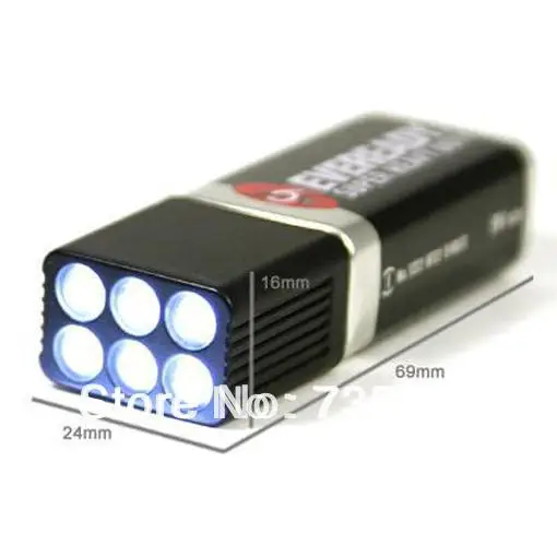 9 Volt LED Flashlight Torch 6 White Light Bulbs 9V Battery Camping