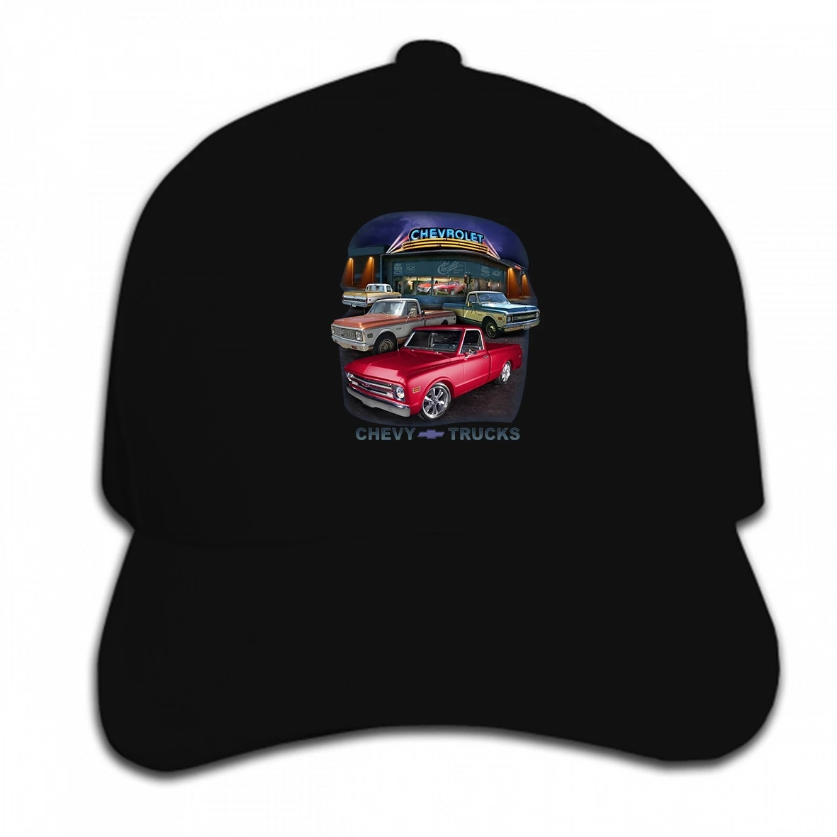 Принт бейсбольная кепка под заказ грузовики Chevrolet 1968 1969 1970 1971 1972~ S~ синего Сумрака~ солнцезащитный козырек Кепки