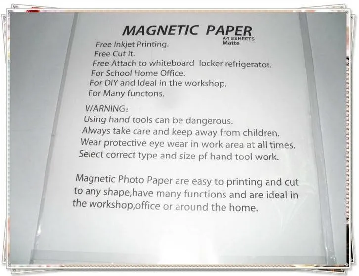 A4 Размер 20 штук Качество струйная печать Магнитная глянцевая фотобумага для оптовой продажи