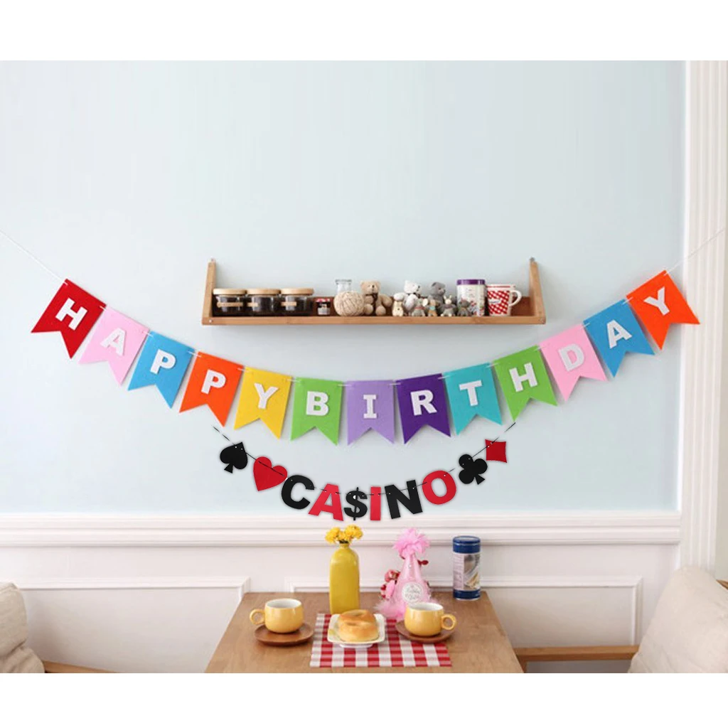 Hanging Bunting Pennant Party Banner - Hanging Pennant Party Banner Decorations Black Red