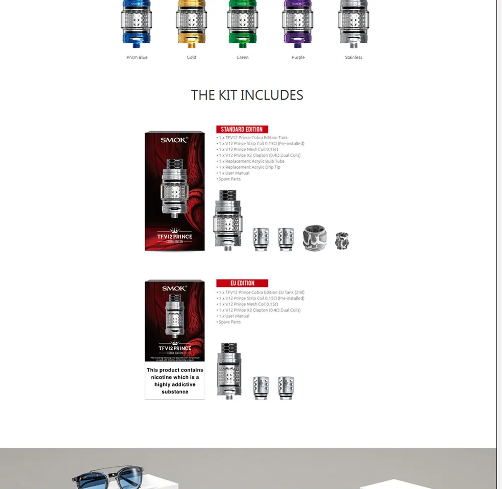 Pre-sale SMOK Electronic Cigarettes Atomizer Smok TFV12 Prince Cobra Tank 7ml Capacity with 0.15ohm StripMesh Clapton Coil Head (2)