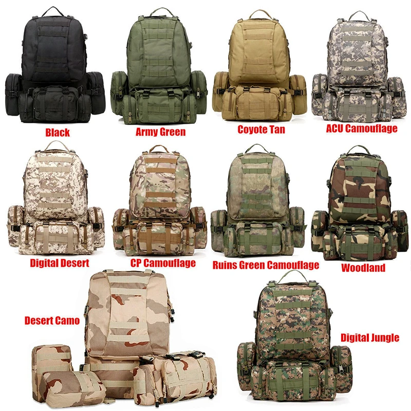 

10pcs DHL SHIP 45L Molle housekeeper Tactics Backpack Waterproof 1000D High capacity Assault Travel Military Rucksacks Army Bag