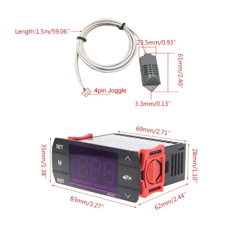 

1 Set Digital Temperature & Humidity Controller Thermostat For Incubator Greenhouse Breeding Hatching