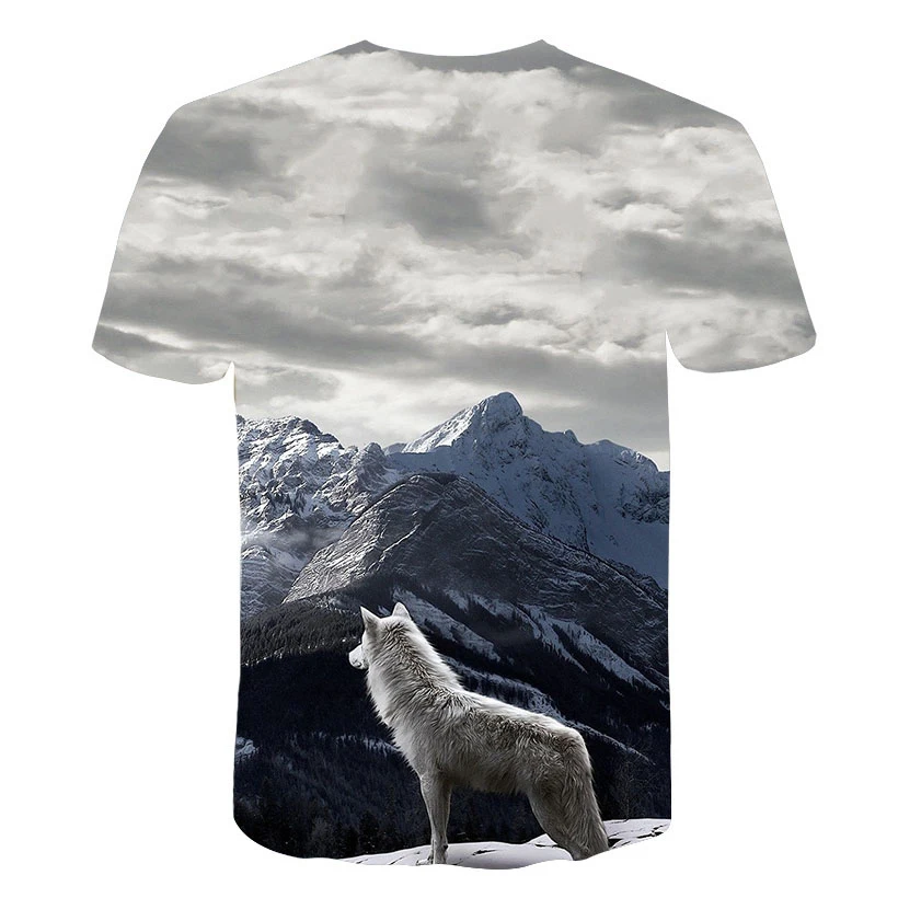 Ummer новая стильная футболка с круглым вырезом и коротким рукавом,, модные мужские повседневные топы, модная мужская футболка с 3D принтом волка