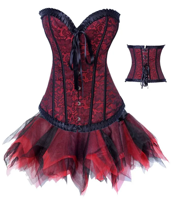 Стиль красный кружевной корсет платье, полный корсет тела, готический корсет платья M1605