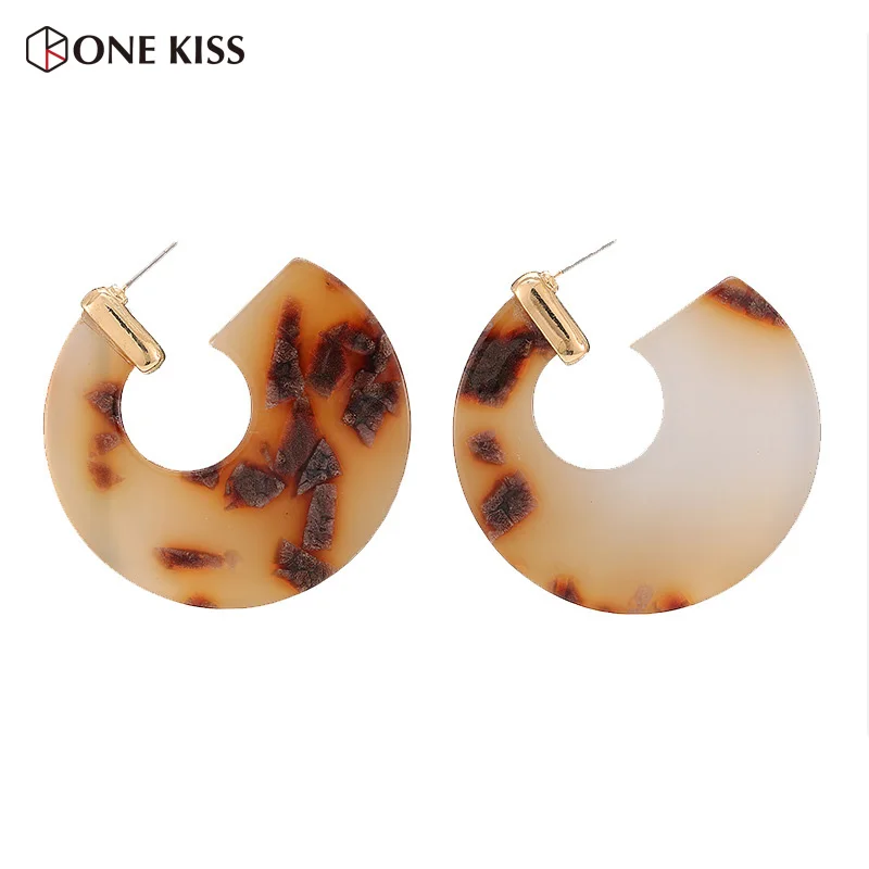 

Vintage Fashion Acrylic Leopard Print Hook Earring for Women Boho Round Statement Resin Stud Earring Party Jewelry Pendientes