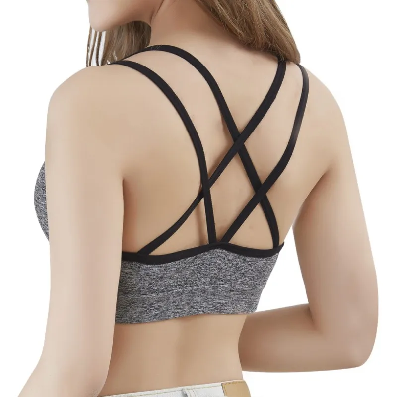 

Women Plus Size Bralette Padded Purple Grey Black Cotton Bra Sexy 3/4 Cups Bandage Racerback Bras Active Wear for Women