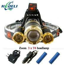 3 CREE XM L T6 led headlamp headlight 10000 lumens led head lamp camp hike emergency light fishing outdoor equipment