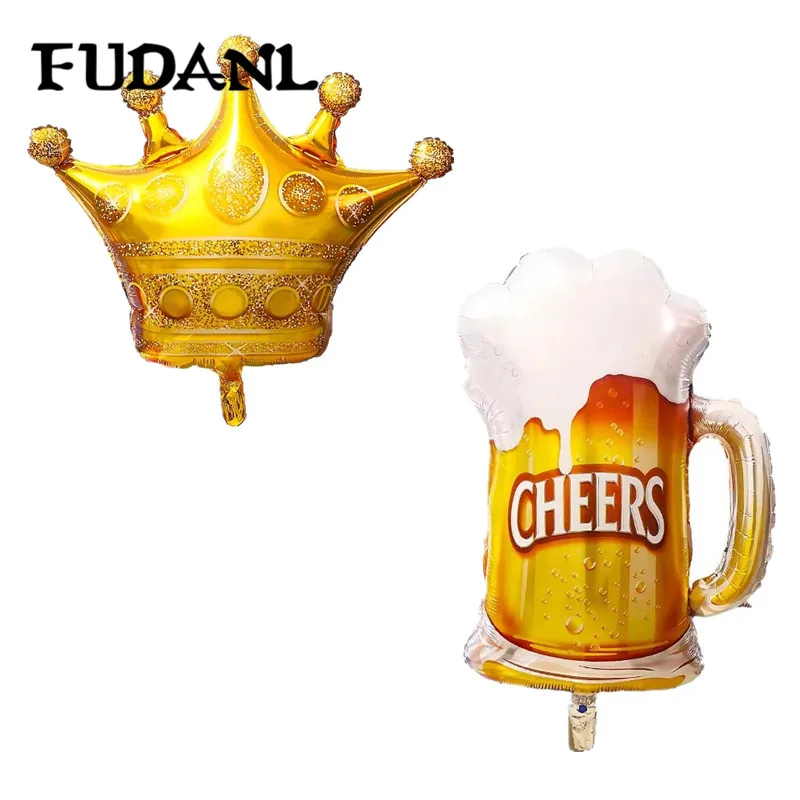 

10pcs Large Size Princess Crown Beer Cheers Mug Helium Foil Balloons Wedding Ballons Birthday Party Decor Kids Toy Supplies