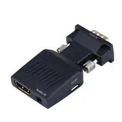 1 шт. Черный VGA к HDM 1080 P HD HDTV Видео Аудио конвертер адаптер для DVD портативных ПК