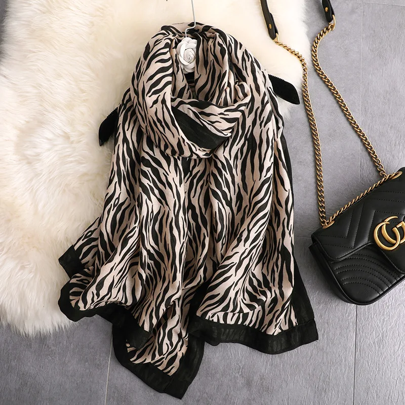 

Hot 2019 Cotton Scarf Women Zebra pattern New Polyester Viscose Ladies Scarves High Quality Soft Fashion Summer Shawls Female