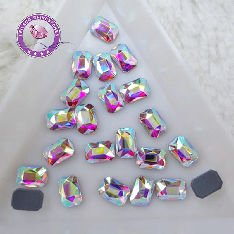 Длинная восьмиугольная Специальная Форма AB стекло Горячая фиксация Стразы