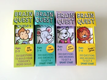 

Funny Educational Brain Questions English Preschool Kindergarten Children Baby Cards Book Parent Children Games 4pcs set mkd2