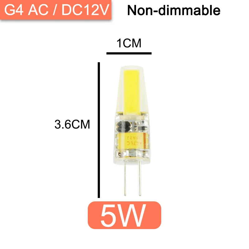 10 шт. COB затемненный светодиодный G4 светильник G9 светодиодный светильник 220V AC DC 12V светодиодный G9 3W 5W 6W SMD 2835 Светодиодный светильник ing заменить галогенные точечный светильник - Испускаемый цвет: G4 5W ACDC12V 10Pcs