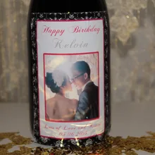 10 шт. персонализированные Дамаск Свадьба Валентина обручальное Шампанское бутылки вина этикетки наклейка обертки пользовательские фото этикетки