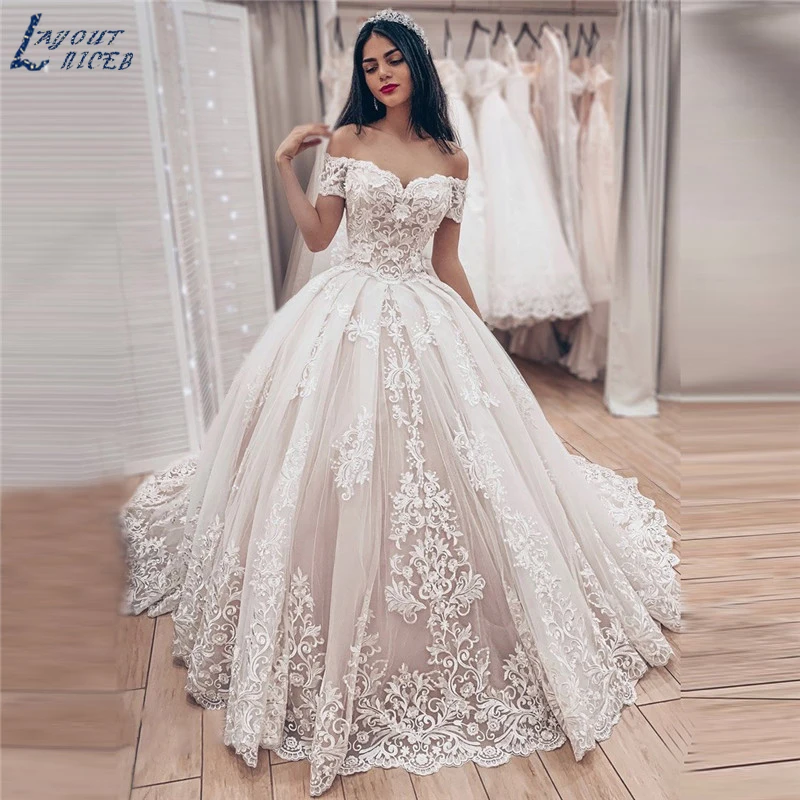 

ZL1065 New Luxury Lace Ball Gown Princess Wedding Dress 2019 vestido de noiva robe de mariee vestidos de festa Bride Dress