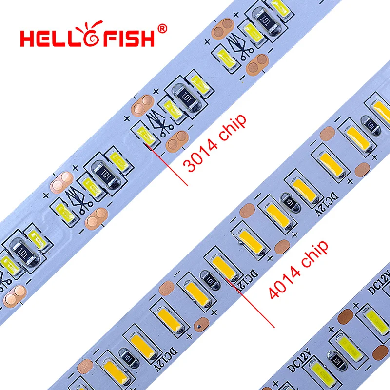 Hello рыбы 5 м 3014 Светодиодные ленты 204 светодио дный DC12V гибкие светодио дный ленты Светодиодные ленты белый/теплый белый