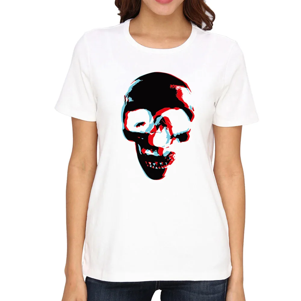 2015 Woman Skull Shirt Digital Print Combed Cotton Fashion Skull Design