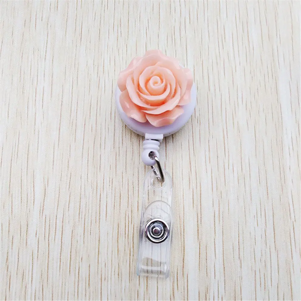 1 шт. выдвижной держатель для бэйджа медсестры Студенческая выставка Pull Key Holder кличка карточная катушка для значка школьные офисные принадлежности роза цветок - Цвет: pink