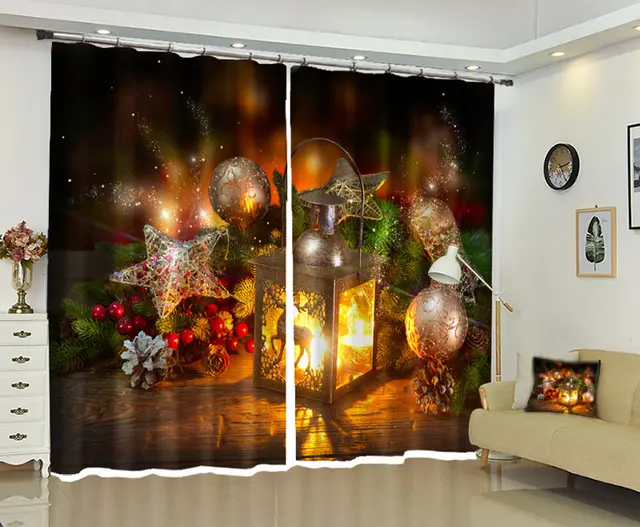 Us 43 89 40 Off Customizable Modern 3d Blackout Curtains Colored Christmas Tree Theme Pattern Thicken Polyester Bedroom Curtains For Living Room In