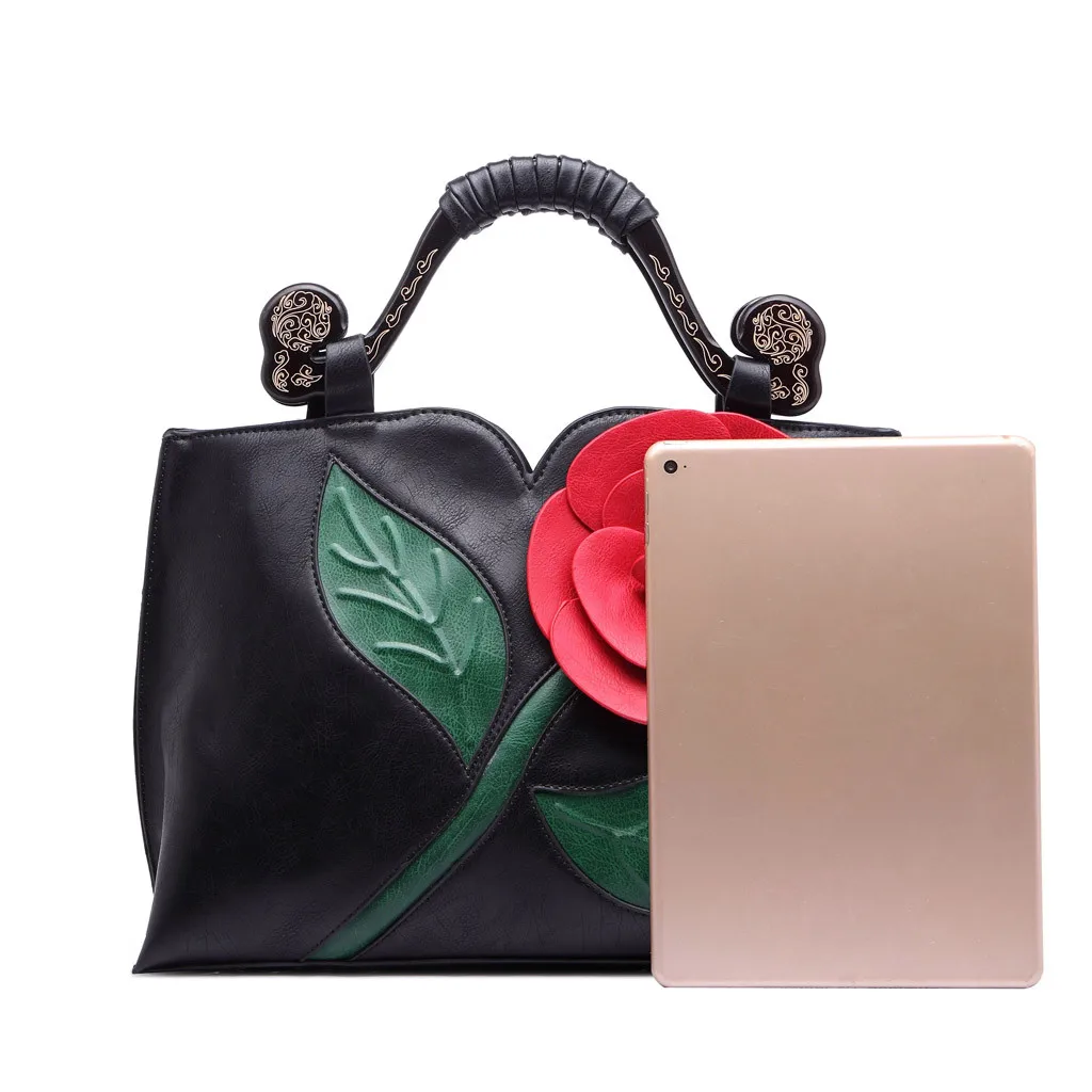 Luxury Handbags Women Classic Rose Tote Zipper Ethnic Wind Shoulder Bag Retro Handbags Lady Sac Main Femme Dropshipping YJJ2