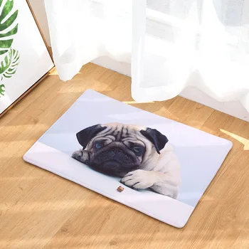 

Fashion Home Textiles Cute Puppy Pugs Floor Mats for Restroom Kitchen Bedroom Mini Carpets Rugs Digital Printing Doormats
