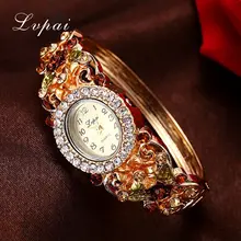 Lvpai Марка Женщины Платье Часы Vintage Цветочным Узором Наручные Часы Женский Браслет Мода Повседневная Роскошные Дамы Кварцевые Часы