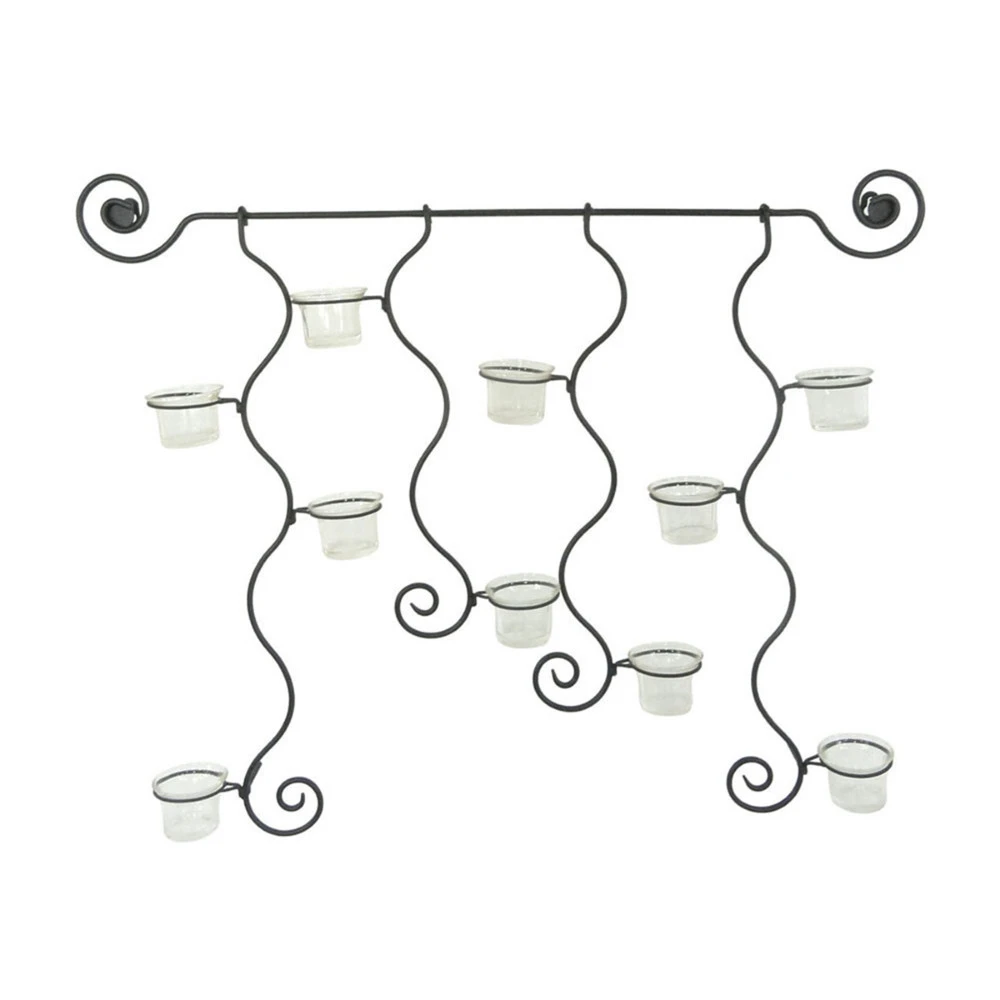 Window Box Glass And Metal Candle Holder Wall D�cor, Black