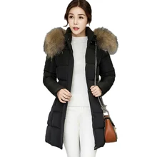 Removable Fur collar Cotton Padded parkas Winter Women Thicker overcoat New 2017 Warm Slim Outerwear Hooded Female Long Coat XC1