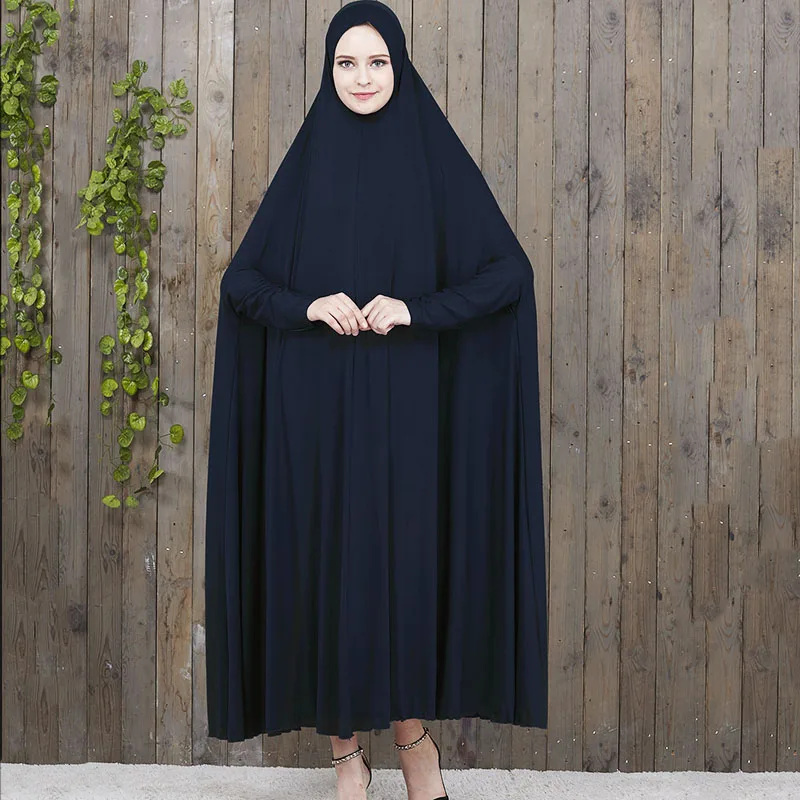 

Quality Abaya Muslim Dress Prayer Hijab Dress 16 Colors Highly Elastic 4XL Prayer Robe With Hijab Set