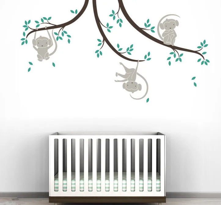 

Removable Monkey Tree Branch Wall Sticker For Kids Nursery Bedroom DIY Art Vinyl Wall Decal Baby Living Room Decor Poster NY-202