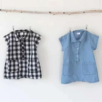 

Newest Summer Romper for Newborn Toddler Boys&Girls Kids Jeans Jumpsuit Children Baby Plaid Short Sleeve Bodysuits Clothes 0-4T