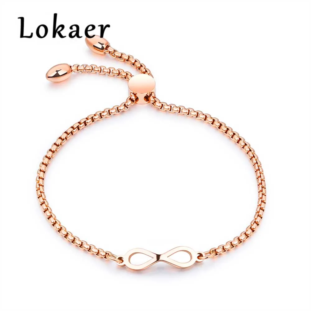 

Lokaer Trendy Infinite Bracelet For Women Rose Gold/Gold/White Color Length Adjustable Female Box Chain Charm Bracelet OGS893