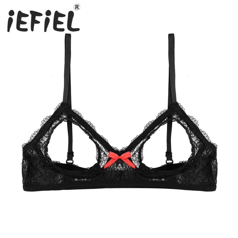 iEFiEL Women Female Sexy Open Cup Bra Lingerie Embroidery Lace Floral Open  Cup Triangle Bralette Wire-free Unlined Satin Bra Top - AliExpress