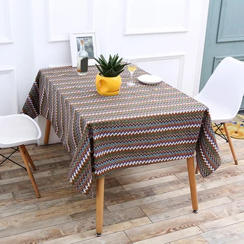 

Mediterranea Style Pattern Tablecloth Rectangle Cotton Line Fabrics Home Table Cloth Cover