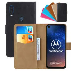 Роскошный чехол-портмоне для Motorola One Vision PU кожаный ретро чехол с откидной крышкой Магнитный Модный чехол ремешок