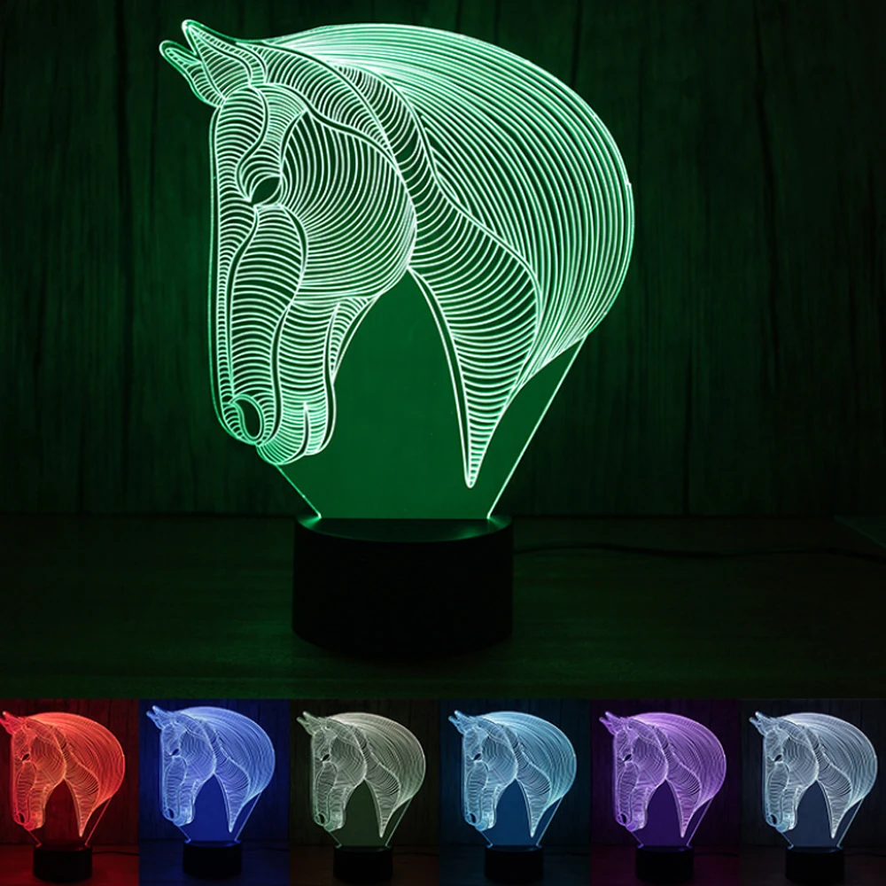 

New Horse 3D Night Light Creative 3 D Lamp Visual Lighting for Room Decoration Novelty Christmas Gift For Babies
