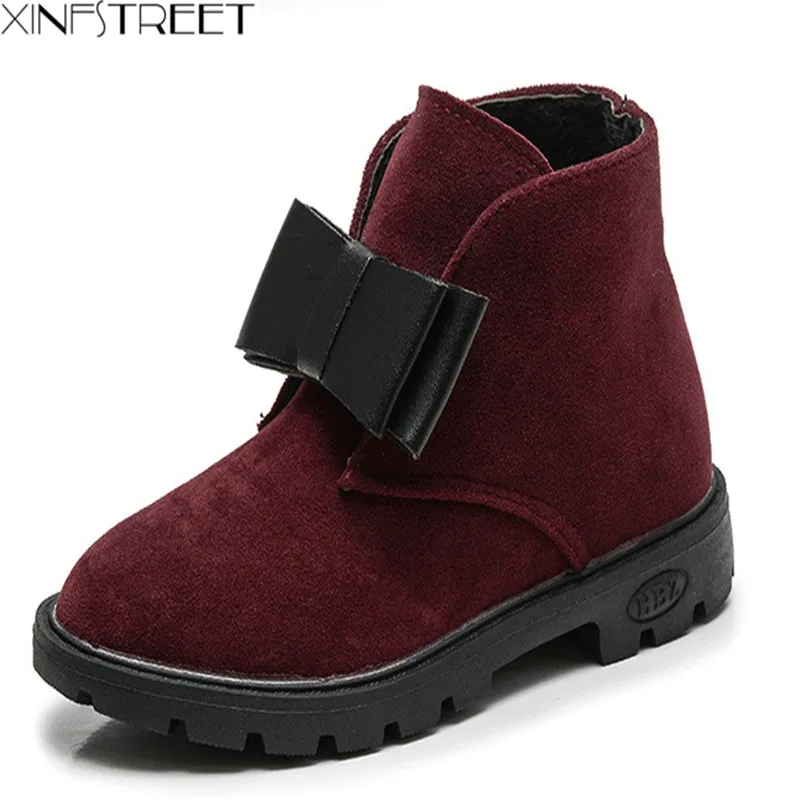 

Xinfstreet Girls Boots Winter Shoes Kids Autumn Martin Boots Cute Bow Little Children Boots For Girls Size 27-37