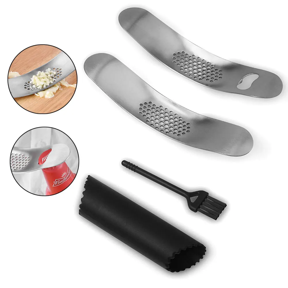 

1pcs Garlic Presses Stainless Steel Manual Garlic Mincer Chopping Garlic Tools Curve Fruit Vegetable Tools Kitchen Gadgets