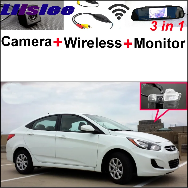 3 in1 Special Rear View Camera + Wireless Receiver + Mirror Monitor DIY Back Up Parking System For Hyundai Accent RB Sedan (7)
