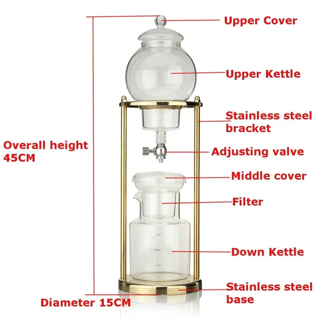 Yrp600Ml1000Ml Víz Csepegtető Kávéfőző Eszpresszó Kávé Hideg Sörgép Jég Edény Újrafelhasználható Üvegszűrő Perkolátor Szerszámok - Image 2