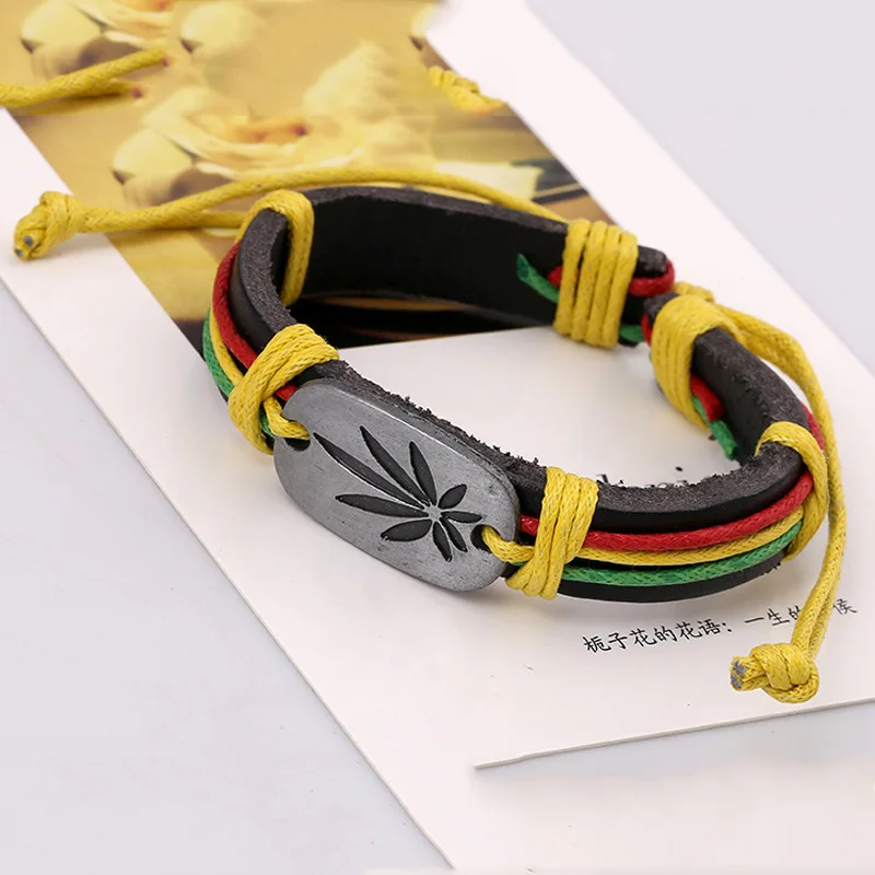 Женский кожаный браслет KYSZDL винтажный в стиле панк красный зеленый|leather bracelet